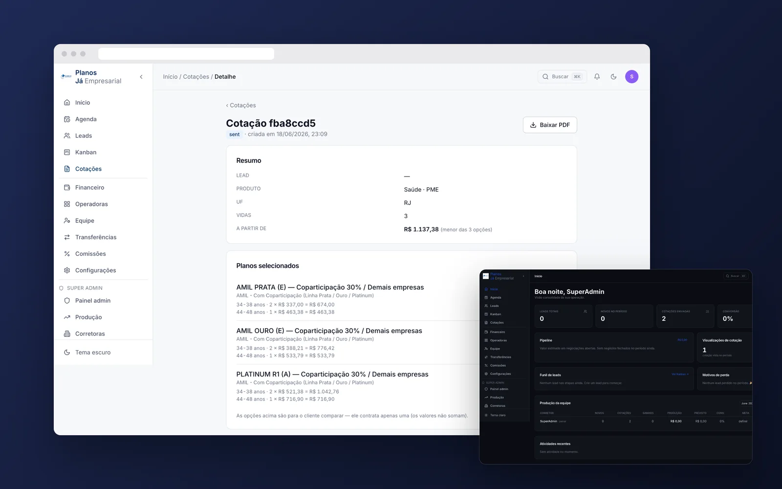 Planos Já: Corretor Pro: CRM, cotador e financeiro para corretores de planos de saúde